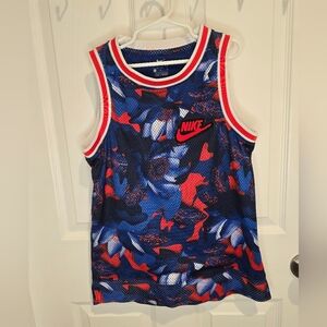 Nike Kids' Dri-fit Blue and Red Skeeveless Shirt, Mesh Jersey Style